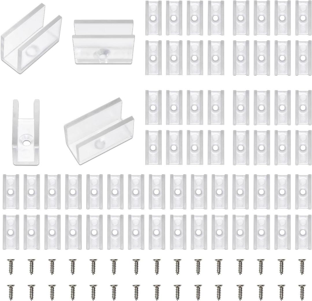 Neon Rope Light Mounting Brackets, 100PCS Neon Lights Install Fixing Clips Accessories for 6x12mm LED Neon Flexible Strip Lighting, Neon Signs DIY(100 Screws, 100 Clips)