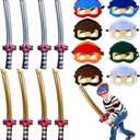 Ninja Birthday Party Decoration,Ninja Party Favors,8 Ninja Sword,8 Masks,Ninja party Supplies,Cosplay Samurai Theme Party
