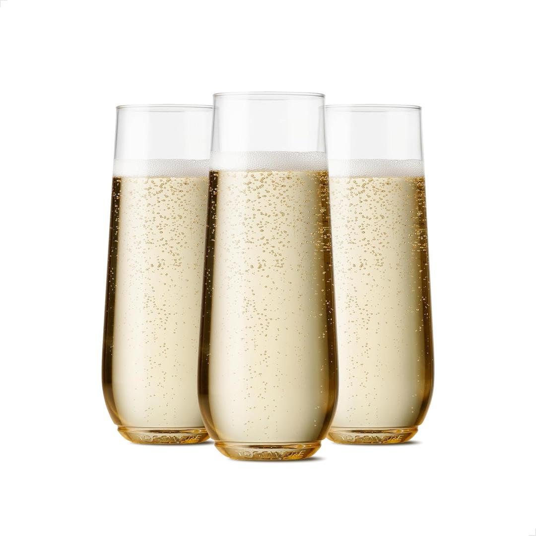 TOSSWARE POP 9oz Flute, Premium Quality, Recyclable, Unbreakable & Crystal Clear Plastic Champagne Glasses (48 Count 