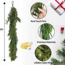 8FT Artificial Norfolk Pine Garlands,Real Touch Artificial Greenery Garland with LED, Suitable for Table, Mantle, Wall,Indoor Outdoor Holiday Winter Christmas Decorations