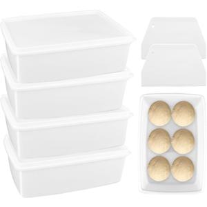 Pizza Dough Proofing Box - Set of 4 Stackable Dough Proofing Container with Lid for Family Size Dough (11.8x 8.87x 5.5)