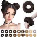 S-noilite Messy Bun Hairpiece Real Human Hair for Women Tousled Updo Scrunchie Donut Chignon Realistic Natural Bun Hair Piece Natural Black