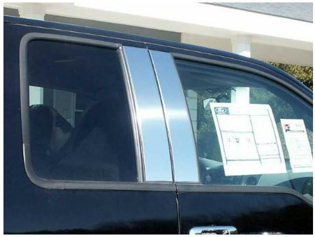 Stainless Polished Chrome Pillar Post Trim 4PC, Compatible with Ford F-150 2004-2014 (4-Door, Pickup Truck, Super Cab, Super Crew Cab)