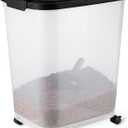 Amazon Basics Pet Food Storage Container with Wheels, BPA-Free, Detachable Scoop, 30lbs Capacity, Reliable Seal