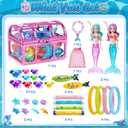 DISHIO Kids Diving Pool Toys Set with Treasure Chest, Sinking Swim Rings Sticks Sharks & Mermaid, Underwater Swimming Games Competition Toys with Bracelet Reward for Boys Girls Summer Toys