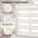 SEEYE Custom Size Cordless Zebra Blinds for Windows, 70% Shading Free-Stop Roller Shades, French Door Window shades With Valance Easy to Install, Light Filtering Roller Blinds, 34"W x 83, Ivory White