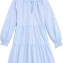 Vineyard Vines Women's Tessa Harbor Tiered Dress, Seersucker-jake Blue (Medium)