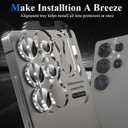 2 x YWXTW Camera Lens Protector for Samsung Galaxy S25 Ultra, [5X Stronger] Individual Metal Ring Tempered Glass Camera Screen Protector for S25 Ultra Accessories, Anti Scratch, 1 Set (Titanium Gray)