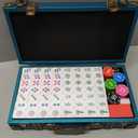 American Mahjong Tile Set 160 Acrylic Tiles with 4 All-in-One Mahjong Tile Racks & Pushers, 12 Zodiac Designs, 4-Layer Colors, 100 Chips, 3 Golden Dice, Vintage Leather Portable Case, 1.3 1 0.6 inches