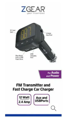 ZGear | Cell Phones & Accessories | Zgear Fm Transmitter Fast Charge Car Charger 2w, 24 Amp