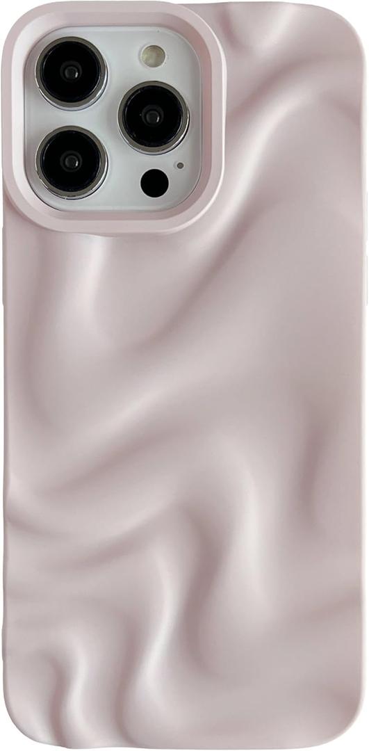 Caseative for iPhone 14 Pro Max Case,Water Ripple Pattern Wave Phone Case (Pink)