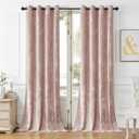 SMILETIME Pink Crushed Velvet Curtains 52x96 inch Luxurious Thermal Insulated Soundproof Drapes for Living Room Bedroom Office Soft and Durable Light-Filtering Window Treatments, 2 Panels