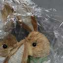 Set of 2 Easter Decorations 13.8" Rustic Straw Bunny Couple Tabletop Decor, Farmhouse Easter Bunny Figurines with Carrot, Vintage Rabbit Statues Ornaments, Spring Easter Home Decor