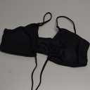 Meioro Bikini Top for Women Tie Front Triangle Bathing Suits, Solid V Neck, L