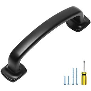 Ravinte Arch Cabinet Pulls Solid 10 Pack 3 Inch Matte Black Kitchen Cabinet Handles Flat Square Foot Curved Drawer Pulls Hardware for Kitchen Cabinet