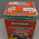 Ultrasac Contractor Bags 42 Gallon (20 PACK/w FLAP TIES), 32.75 x 44.5-3 MIL Thick Large Black Heavy Duty Industrial Garbage Trashbags for Professional Construction and Commercial use