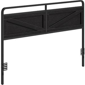 HOOBRO Wooden Panel Headboard, Queen Headboard, Minimalist Head Board with Metal Frame, Height Adjustable, Bed Frame Adapter, Black