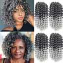 Jamaican Bounce Crochet Hair For Black Women 4packs 72 Roots Wand Curls Crochet Hair Short Pre Looped Curly Crochet Hair (12inch (pack of 4), T1B/Grey)