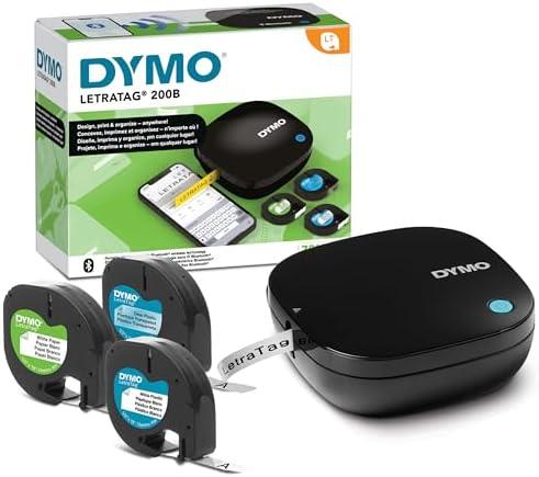 DYMO LetraTag 200B Bluetooth Compact Label Maker Value Pack, Wireless Connection to iOS and Android, Includes 3 Assorted Label Tapes