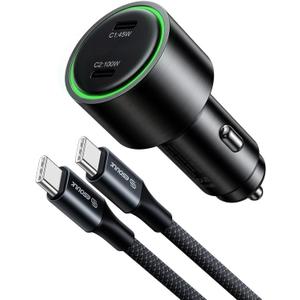 [Esoulk] 145W Fast USB C Car Charger, Dual PD Car Charger Adapter with 100W + 45W Ports, Cigarette Lighter USB Charger for iPhone, Samsung, Laptop