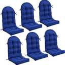 Geelin 6 Pcs Outdoor Patio Chair Cushion Thick High Back Adirondack Chair Cushion Tufted Weather & Fade Resistant Anti-Slip Outside Rocking Chairs Pads with Ties, 44 x 19 x 4 Inch (Dark Blue)