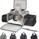 Cat Carrier Soft Sided, Expandable Pet Carrier for Medium Small Pets, Collapsible Travel Carrier with Hard Shell, 360 Panoramic Mesh