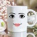 Face Mug, Ceramic Coffee Cup, 11 Oz Custom Novelty Mug with Unique Expression Design, White Gift for Men - Birthday, Christmas, Office & Home Use. (woman)