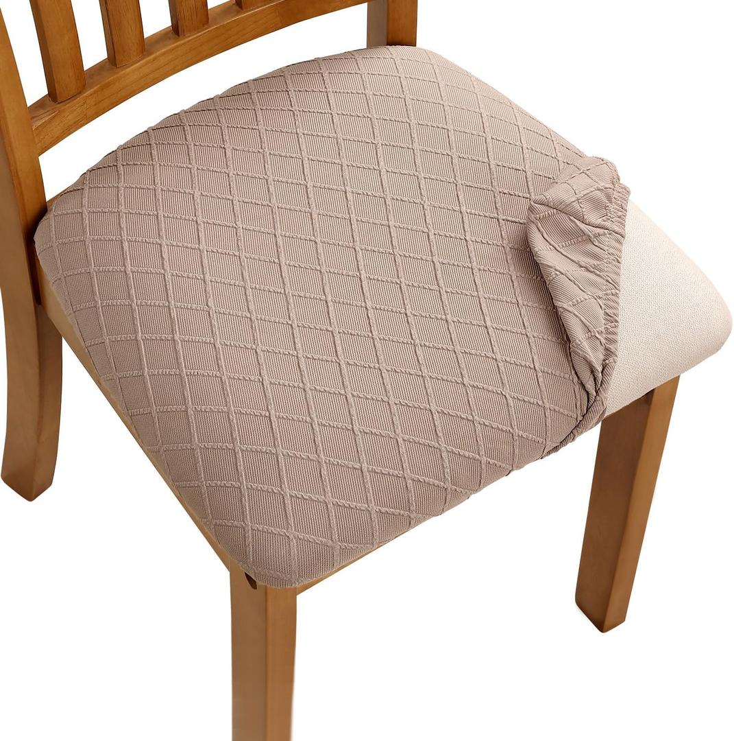Stretchable Dining Chair Covers Or Universal Elastic | Beige Christmas Wedding Party Decoration | Washable Furniture Bag Cover For Kitchen, Banquet, Office | Stretch Removable Sleeves For Pack of 4 Stretchable Dining Chair Covers Or Universal Elastic | Beige Christmas Wedding Party Decoration | Washable Furniture Bag Cover For Kitchen, Banquet, Office | Stretch Removable Sleeves For Pack of 4