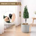 2FT Artificial Boxwood Topiary Trees with Ground Spike, 2 Pack Faux Boxwood Topiaries Cone Bushes Trees UV Resistant Artificial Shrubs for Indoor Outdoor Front Porch Garden