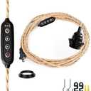 14.76ft Timer Control Pendant Light Cord with Plug E26 Socket Retro Industrial Vintage Style Twisted Fabric Rope Hanging Light for Kitchen, Dining Room, Living Room