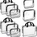 Hedume Set of 9 Clear Makeup Bags, TSA Approved Clear Toiletry Bag Set, Waterproof PVC with Zipper Handle Portable Travel Luggage Pouch