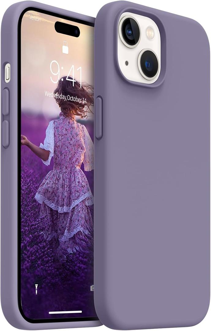 AOTESIER Compatible with iPhone 15 Case, Full Body Food-Grade Silicone Wear-Resistant, Anti-Drop Protection with Soft Anti-Scratch Microfiber Lining Phone Case for iPhone 15, 6.1 inch, Lavender