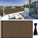 DearHouse Balcony Privacy Screen Shield Cover, 3.5ft x16.5ft, Includes 35 pc Cable Ties for Porch Deck Outdoor Backyard Patio (Brown)