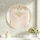 DUMOS 30 Inch Round Wall Mirror, Bathroom Mirror, Gold | Metal Frame, HD Reflection Shatterproof Glass Vanity, Decor for Bathroom Vanity Bedroom Entryway Glod Round, 30"L x 30"W