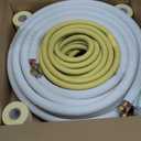 TAUROX 25FT Mini Split Line Set 1/4" & 3/8" O.D Copper Pipes Tubing and 3/8" White Thickened PE Insulation Coil, for Mini Split Air Conditioning or Heating Pump Equipment and HVAC with Flared Nuts.