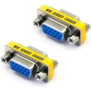 VCE VGA Female to Female Adapter, SVGA Coupler HD15 Mini Gender Changer VGA Cable Extender, 2Pack