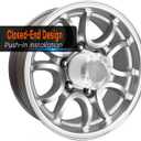 4Pcs 4.25 inch Wheel Center Caps Aluminum Push Through Trailer Caps Fit 4.25" Center Bore Truck RV SUV Wheels Rims, Silver Hub Covers, 4.69" Tall
