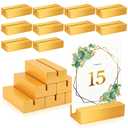 15 Pieces Wood Table Number Stands Wood Place Card Holders Picture Holder Acrylic Sign Holders for Ceremony Birthday Party Home Decoration (Gold)
