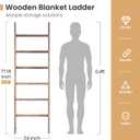 SwaaVee Blanket Ladder 6-Tier Towel Rack, Wooden Quilt Ladder Shelf for Home Decor, Wall Leaning Farmhouse Quilt Display Towel Holder Organizer for Living Room, Bathroom (24" Wide)