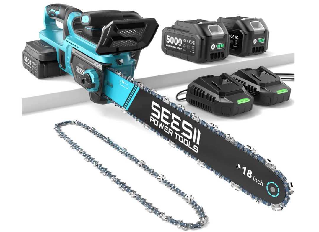 SEESII 18" 40V BRUSHLESS CORDLESS CHAINSAW 2X5.0AH BATTERY AUTO OILING（M18 ACE）
