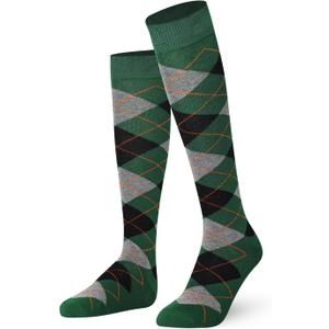 Mysocks Unisex Knee High Long Socks Argyle (4-7, Green Ash Black Orange) Mysocks Unisex Knee High Long Socks Argyle (4-7, Green Ash Black Orange)