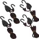 Acronde 4PCS 1/8" 6Ft Adjustable Heavy Duty Rope Hanger Ratchet Kayak and Canoe Bow and Stern Tie Downs Straps (6Ft)