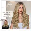 FAVE 20 Inches Clip in Extensions V Part Hair Extension Synthetic One Piece Extensions for Women Wavy Clip in Hair Extensions Dirty Blonde Highlight Hair Extensions for Daily Use