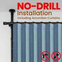 100% Blackout Room Divider Curtains Sets Blue 2 Panels W100 x L96in No Drill Curtain Rods(H) 43-120×(W) 35-200 in for Office Privacy Partition Separator