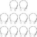 10 Pack Stage Lights Safety Cables, Stainless Steel Security Cable for Stage DJ Party Lights, Thickened 5/32" Diameter Wire Ropes with Loops and Carabiner for Luggage Garage, 33 inch Length