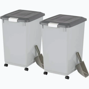 IRIS USA Dog Food Storage Container, 2-Pack, Up to 54 lbs, Gray