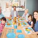 210-Piece Disposable Light Blue Paper Plates Party Supplies - Party Plates, Cups, And Napkins Sets, Light Blue Plastic Silverware, Serves 30 People