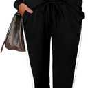 Aloodor Sweatsuit for Women 2 Piece Outfits for Womens Crewneck Sweatshirts Pullover (Black, XXL)