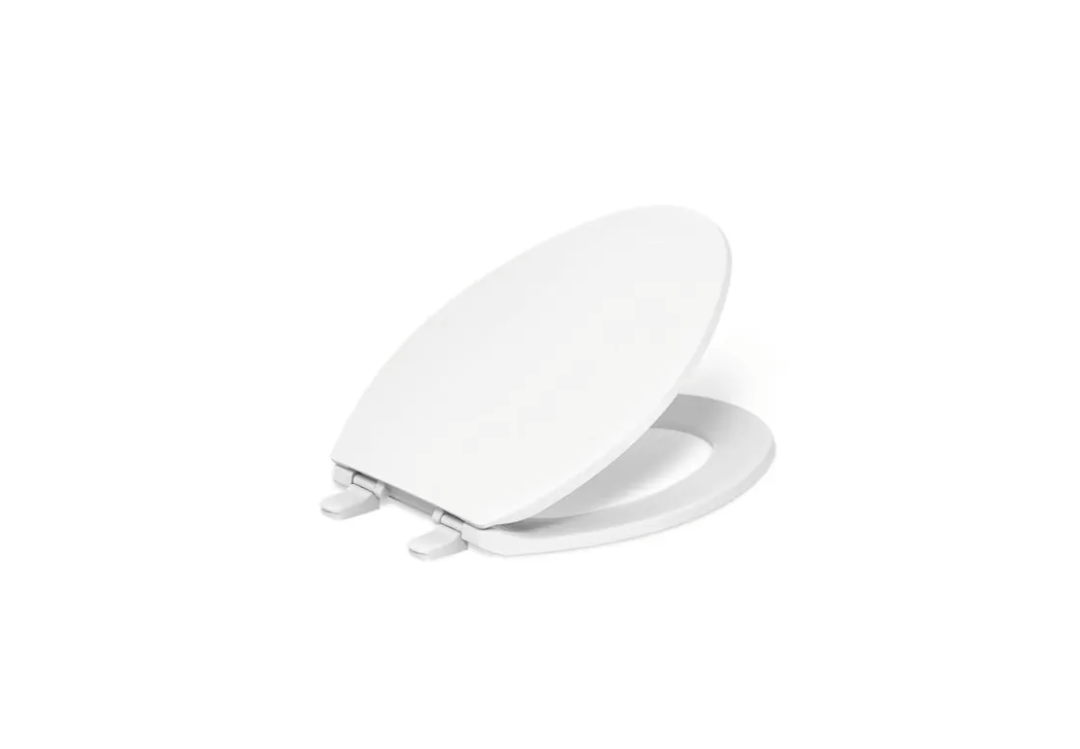 Kohler K-20110-0 Brevia Elongated Toilet Seat with Grip-Tight Bumpers, Quiet-Close Seat, Quick-Attach Hardware, White