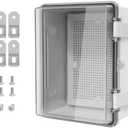 LMioEtool ABS Plastic Dustproof Waterproof IP65 Junction Box Hinged Shell Universal Electrical Project Enclosure Gray, with PC Transparent Clear Cover 8.7 x 6.7 x 4.3inch(220 x170 x110mm)